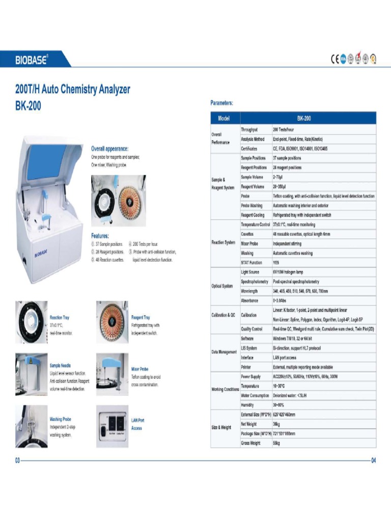 Auto Chemistry Analyzer BK 200 Mini Laboratory Usage PDF