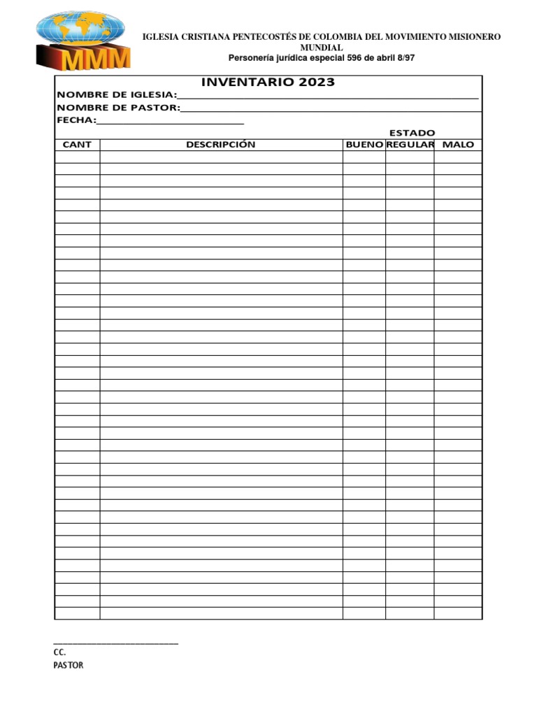 Inventario 2023 Iglesia Pentecostés | PDF | Negocios | Finanzas y dinero