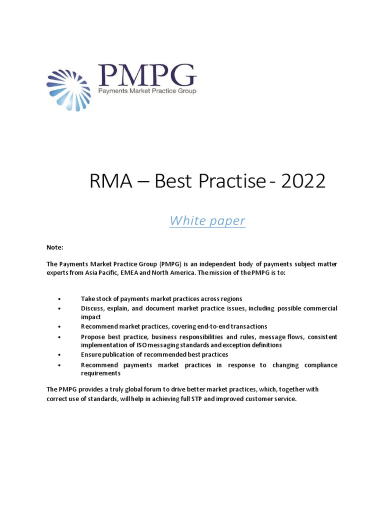 RMA Best Practices for ISO 20022 Migration | PDF | Business | Finance ...