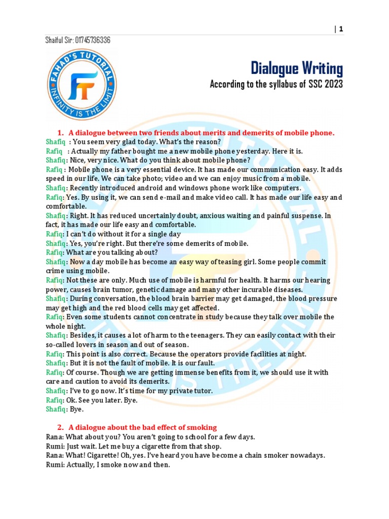 Dialogue Writing | PDF