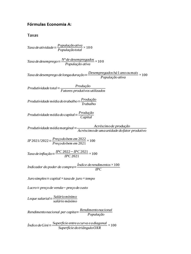 formulas economia | PDF | Juros | Renda