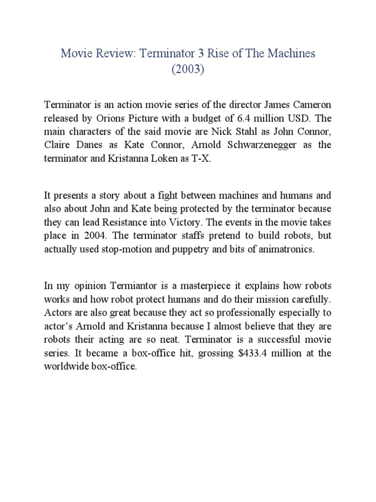 Terminator 3: A 2004 Box Office Hit | PDF
