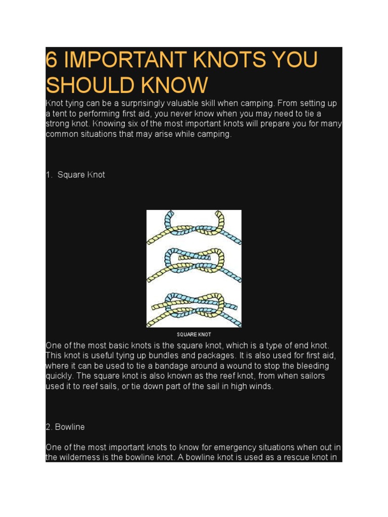 Essential Knots for Camping Safety | PDF | Knot | Rope