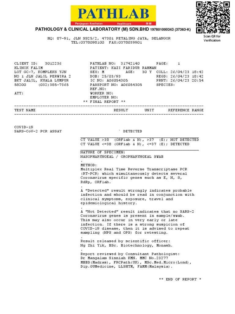 Kazi Faridur Rahman RT-PCR Test | PDF | Reverse Transcription ...