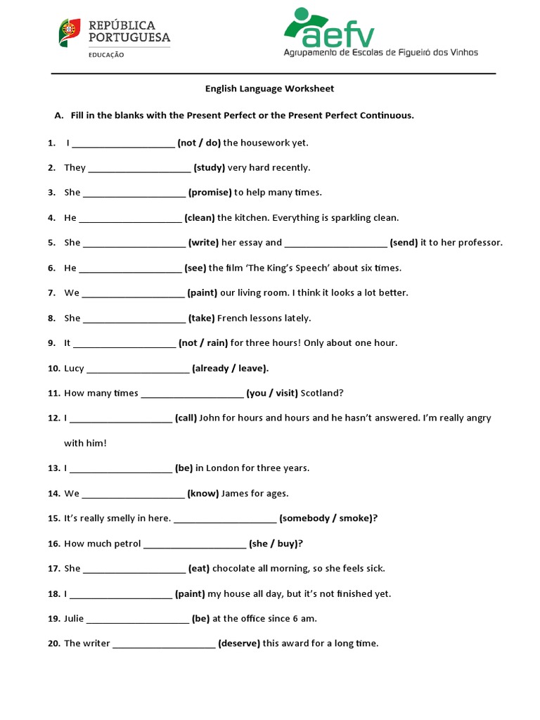 PRESENT CONTINUOUS VS PRESENT PERFECT EXERCISES PDF visual data 7