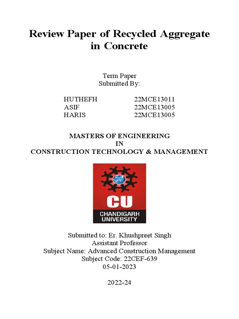 Recycled Aggregate in Concrete Use | PDF | Waste | Recycling