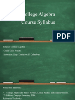 College Algebra Course Syllabus