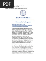 Chancellor's Report: Special Edition July 2011 Facts About Pima Community College's Proposed Admission Standards