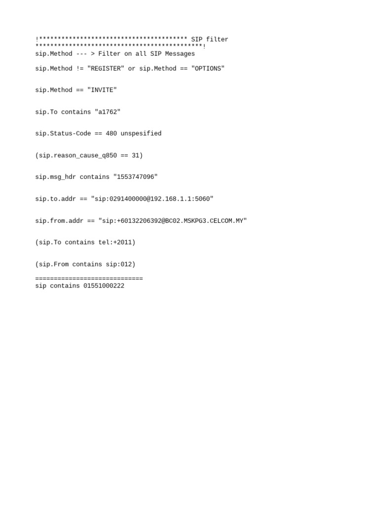SIP Message Filtering Rules Guide | PDF | Computers