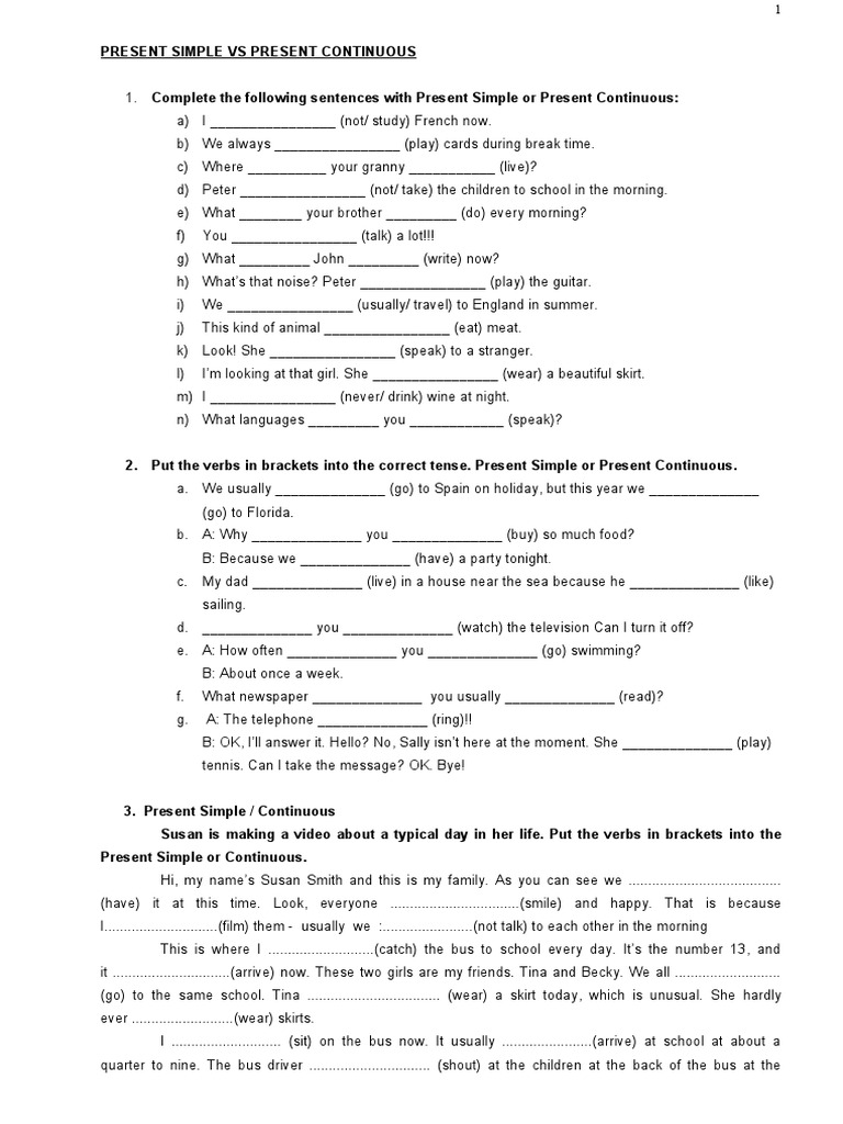 Present Simple and Continuous | PDF | Linguistics