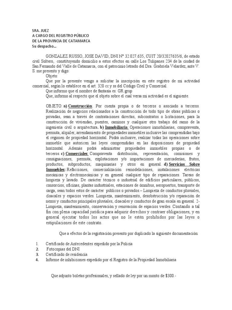 Modelo inscripcion registro publico comerciante pdf