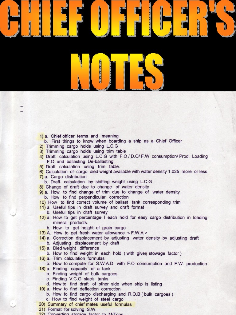 Notes For Chief Officer | PDF