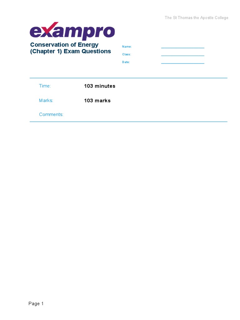 Energy Conservation Exam Questions | PDF