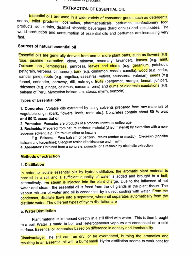 Essential Oil Extraction Methods Guide | PDF | Essential Oil | Distillation