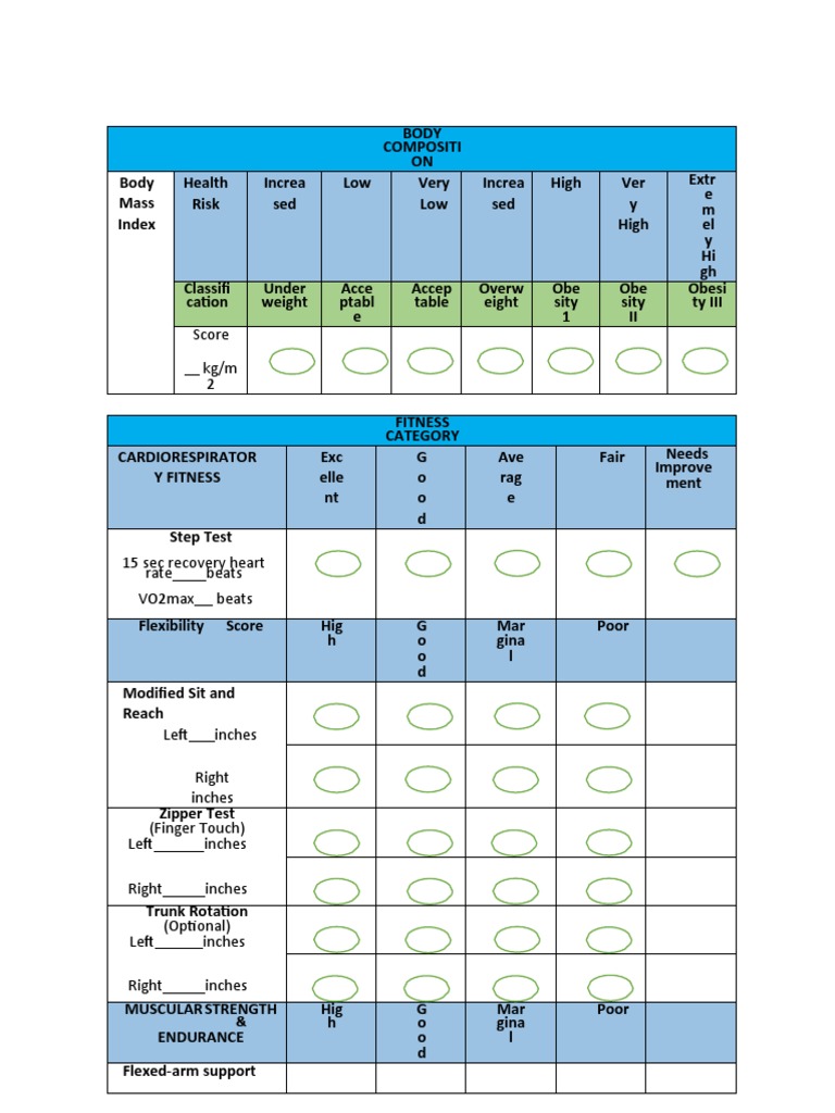 Body Composition and Fitness Assessment | PDF | Clinical Medicine ...
