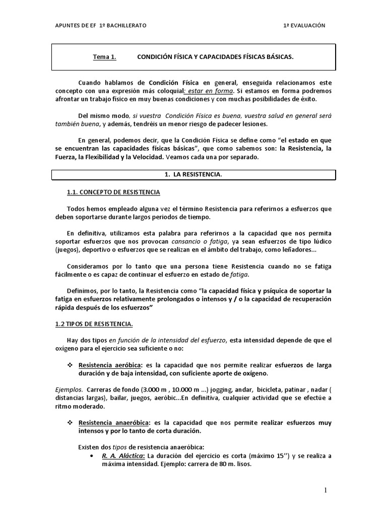 Capacidades Físicas Básicas en EF 1º Bachillerato | PDF | Flexibilidad ...