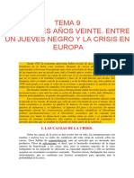 Tema 9. Los Felices Años Veinte. Entre Un Jueves Negro y La Crisis en Europa