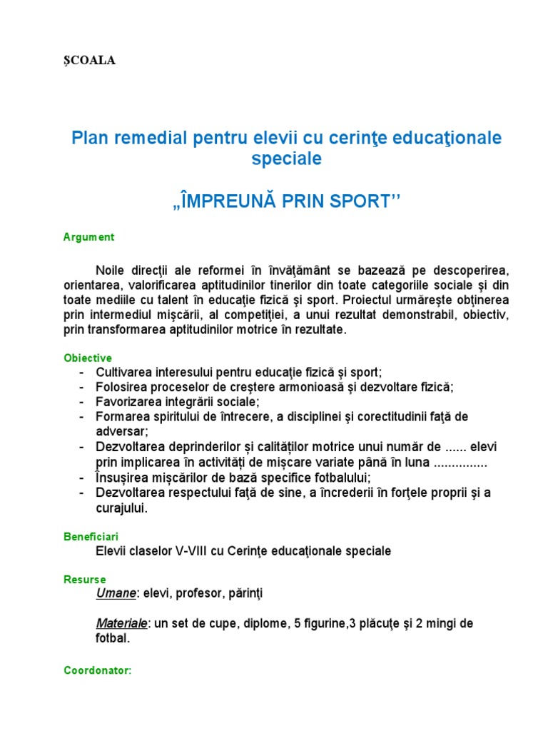 Plan Pt. Elevii Cu Ces | PDF