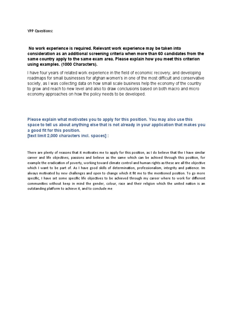 YPP Application Insights and Motivation | PDF | Career & Growth