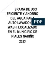 Programa de Uso Eficiente y Ahorro Del Agua para Auto Lavado Car Wash