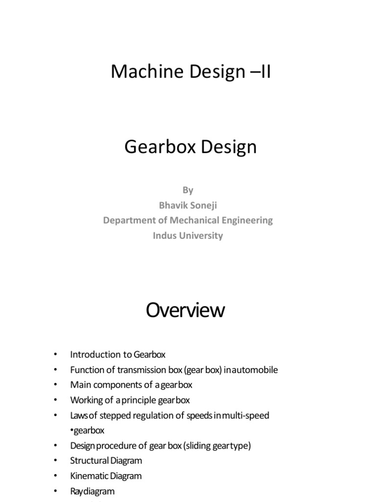 Unit 4 MD II Gearbox Design PDF Gear Clutch