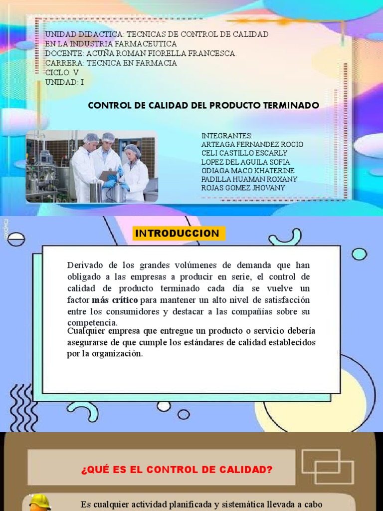 Control de Calidad en Productos Farmacéuticos | PDF | Calidad ...