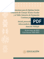  Orientaciones Séptima Sesión Ordinaria de CTE y Taller Intensivo de Formación Continua para Docentes. Inicial, preescolar, primaria, telesecundaria y CAM. 