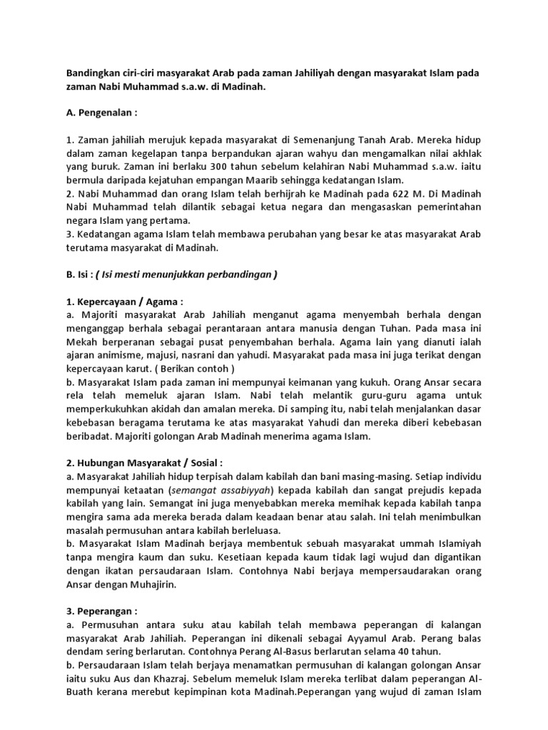 Ciri Ciri Masyarakat Arab Jahiliah Voooty