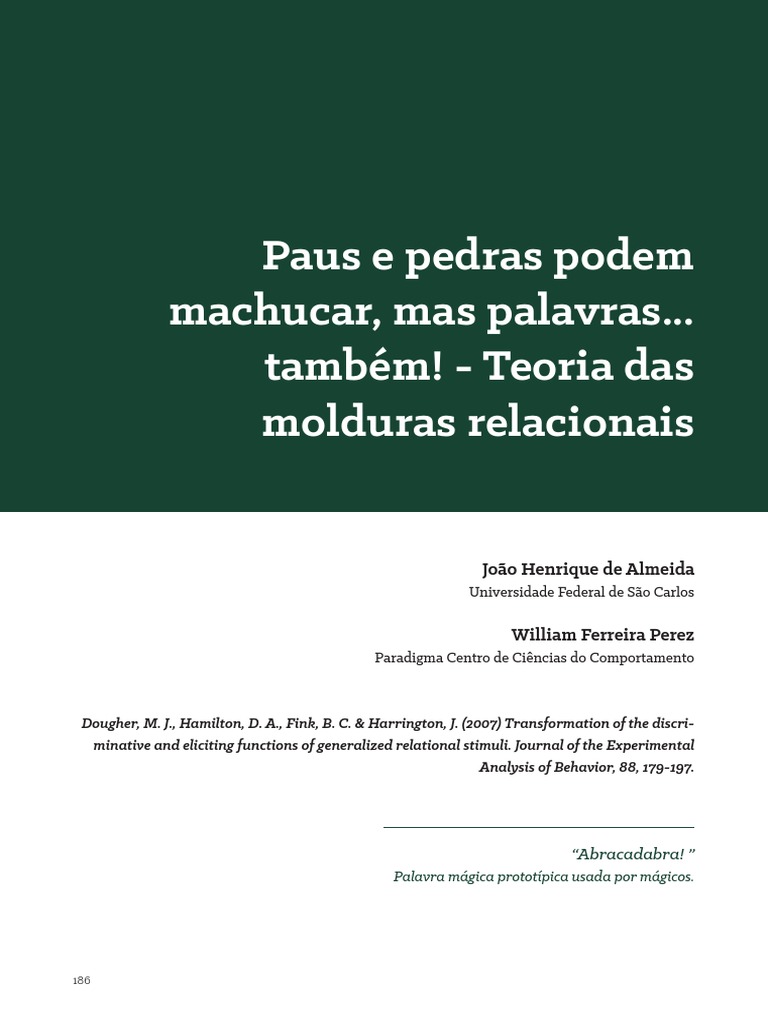 5 Paus e pedras podem machucar, mas palavras também | PDF | Psicologia ...