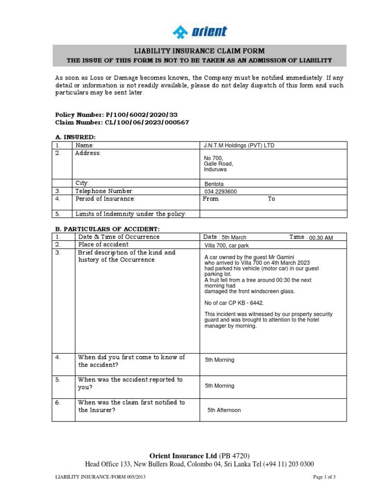 Claim Form - Windscreen Incident | PDF | Insurance | Private Law