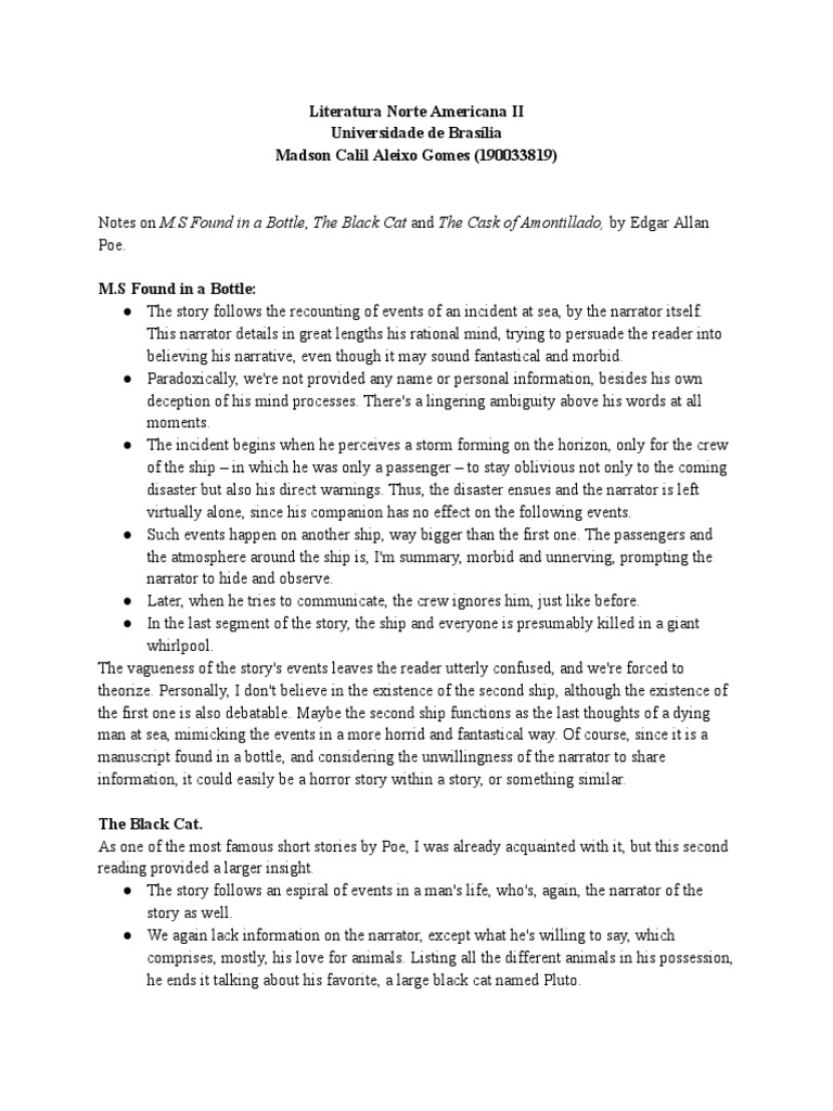 Notes On Edgar Allan Poe's Short Stories - Madson Calil | PDF