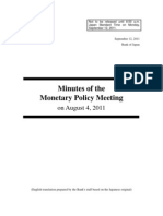 Bank of Japan Minutes - August Meeting