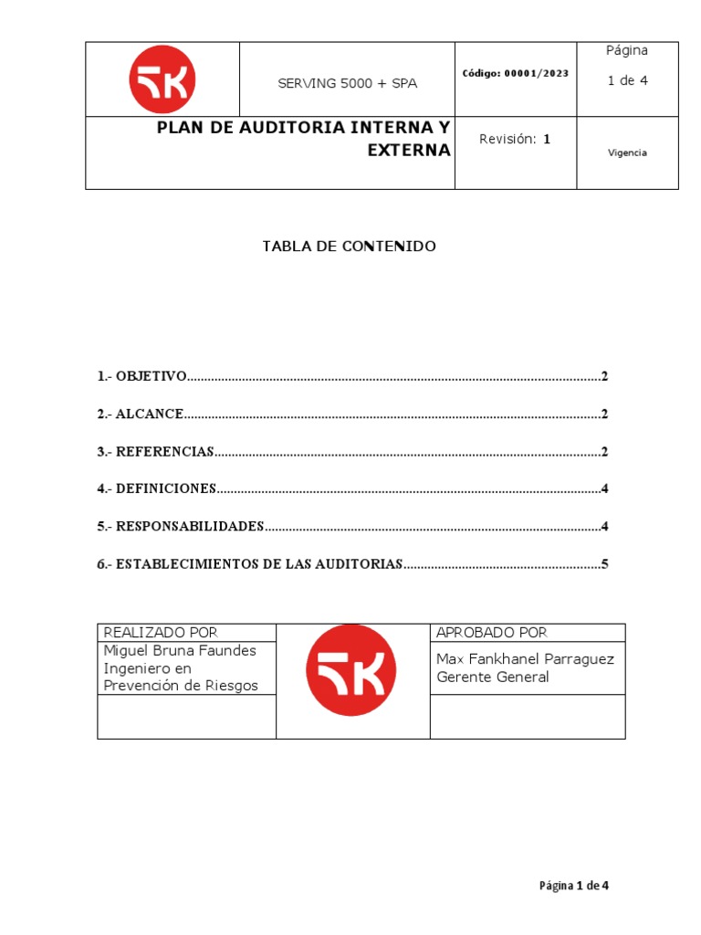 Plan de Auditoría Interna y Externa SSO | PDF | Auditoría | Business