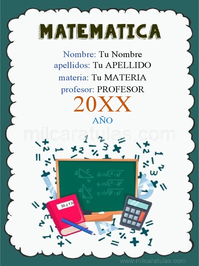 Caratula de Matemáticas en Word | PDF