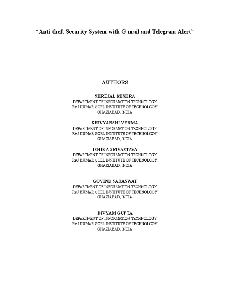 Antitheft LASER Security System Paper PDF