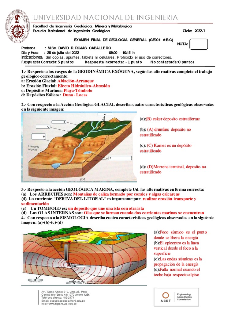 Examen Final de Geología General 2022 | PDF | Roca (geología) | Río