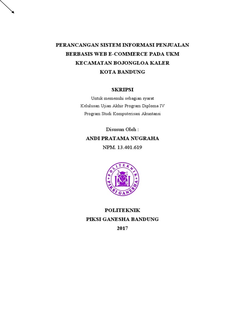 Perancangan Sistem Informasi Penjualan Berbasis Web E Commerce Pada