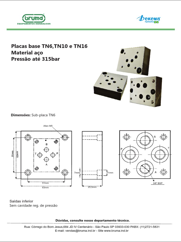 Dimensões de Blocos Manifold TN6 e TN10 | PDF
