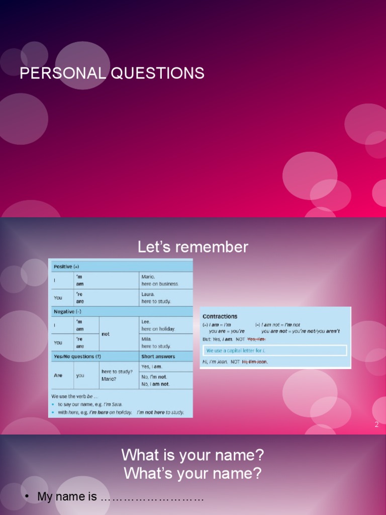 Personal Questions | PDF
