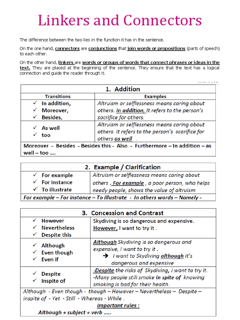 Linkers and Connectors PDF
