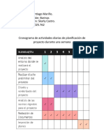 Cronograma de Actividades Diarias de Planificación de Proyecto Durante Una Semana