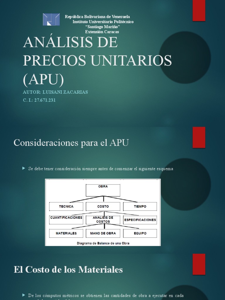 Análisis de Precios Unitarios (Apu) PDF