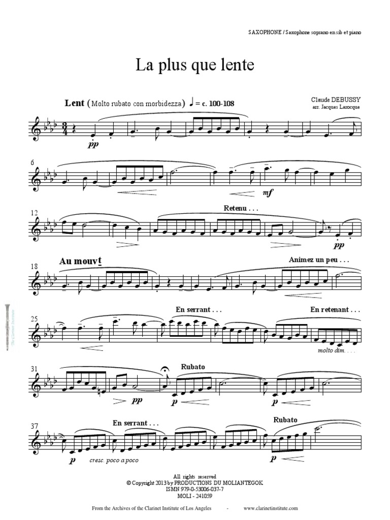 Institute] Debussy, Claude La plus que lente (Bb) PDF