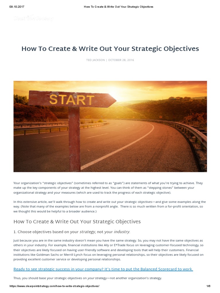 OS - How To Create & Write Out Your Strategic Objectives | PDF ...