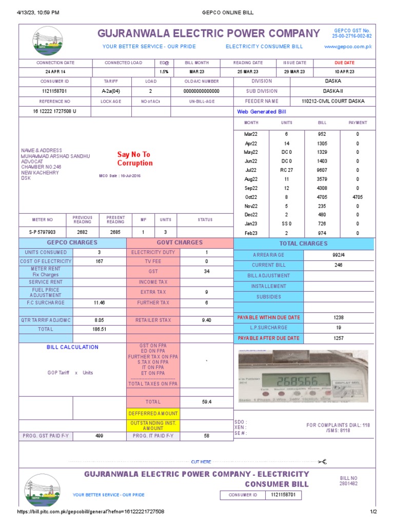 Gepco online bill pdf