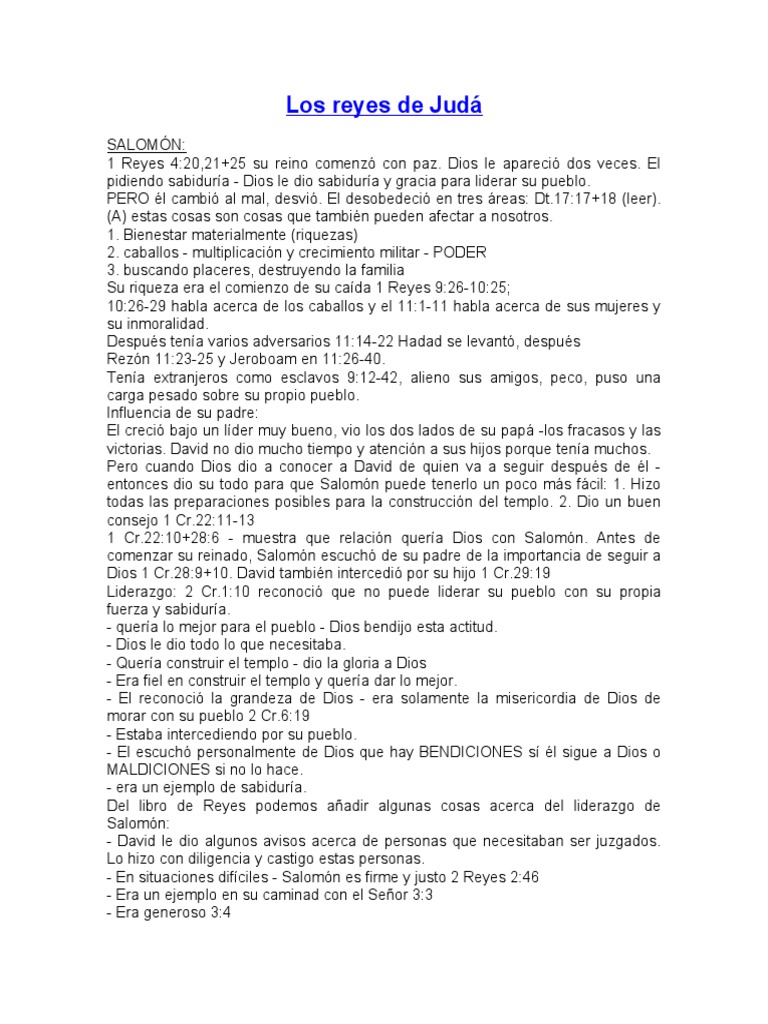 Reyes de Judá: Liderazgo y Templo | PDF | Solomons | El antiguo Israel ...