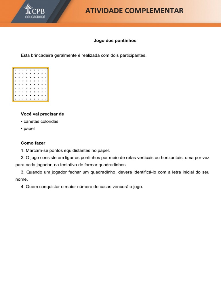 Brincadeira - Jogo do Pontinho 