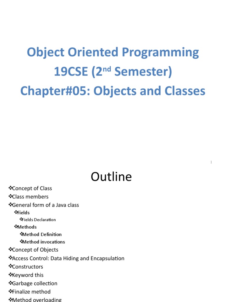 Chapter 05 - Objects and Classes in Java | PDF | Class (Computer ...