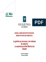 La Gestión Por Procesos y Los Sistemas de Medición. La Experiencia de Red Eléctrica de España.2006