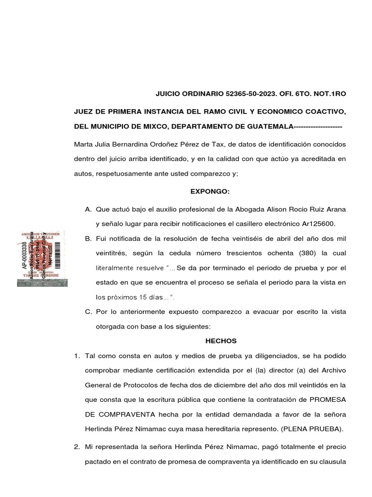 Vista de Juicio Ordinario Guatemala | PDF